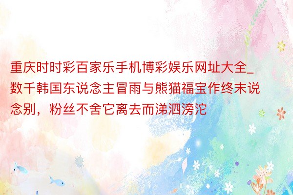 重庆时时彩百家乐手机博彩娱乐网址大全_数千韩国东说念主冒雨与熊猫福宝作终末说念别，粉丝不舍它离去而涕泗滂沱