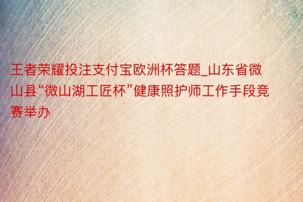 王者荣耀投注支付宝欧洲杯答题_山东省微山县“微山湖工匠杯”健康照护师工作手段竞赛举办