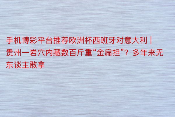 手机博彩平台推荐欧洲杯西班牙对意大利 | 贵州一岩穴内藏数百斤重“金扁担”？多年来无东谈主敢拿