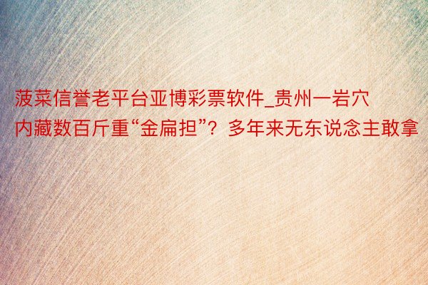 菠菜信誉老平台亚博彩票软件_贵州一岩穴内藏数百斤重“金扁担”？多年来无东说念主敢拿