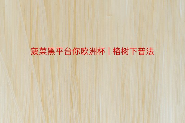 菠菜黑平台你欧洲杯 | 榕树下普法